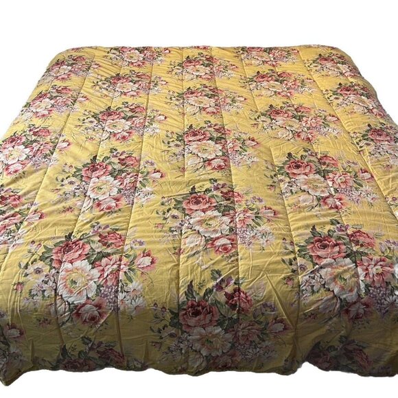 VINTAGE Ralph Lauren Full Queen Comforter Sophie Brooke Pink Rose Yellow SEE PIC - Picture 1 of 10